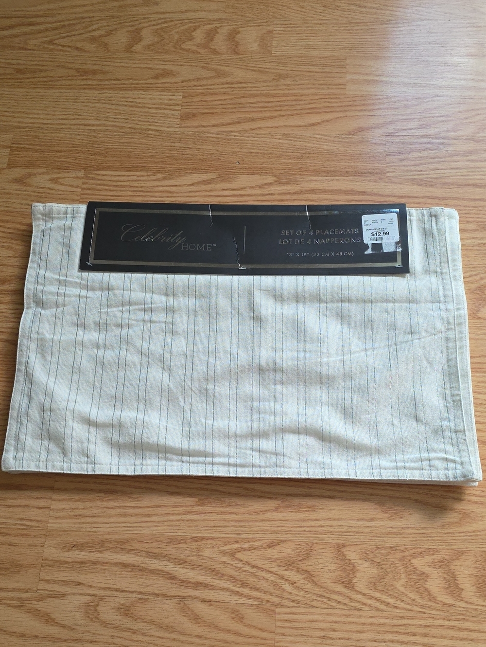Cream Pinstripe Cotton Placemats - Set of 4